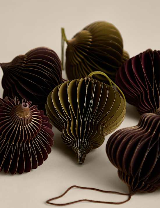 Paper Finial Baubles 6 Pack