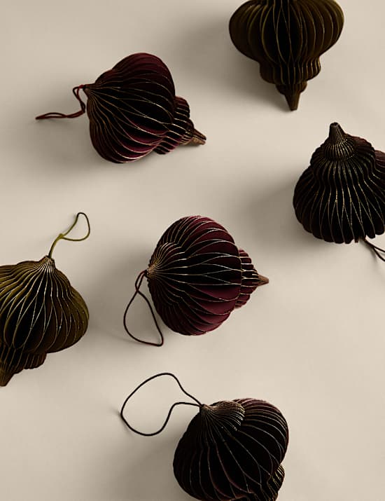 Paper Finial Baubles 6 Pack