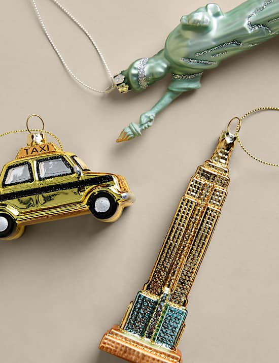 3 Pack Glass New York Icons Tree Decorations