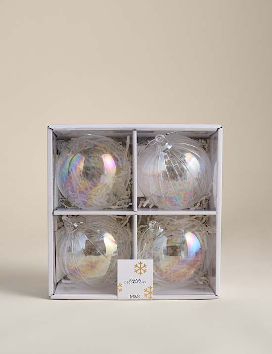 4 Pack Glass Baubles