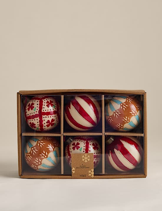 Lot de 6 boules d&eacute;coratives en verre