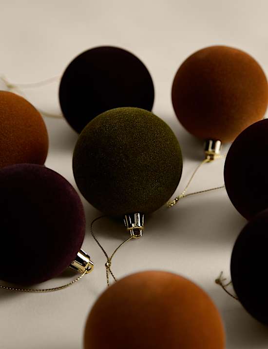 24 Pack Flocked Shatterproof Baubles