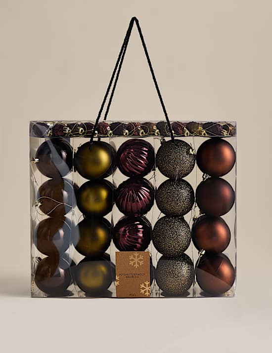 80 Pack Mix Shatterproof Baubles