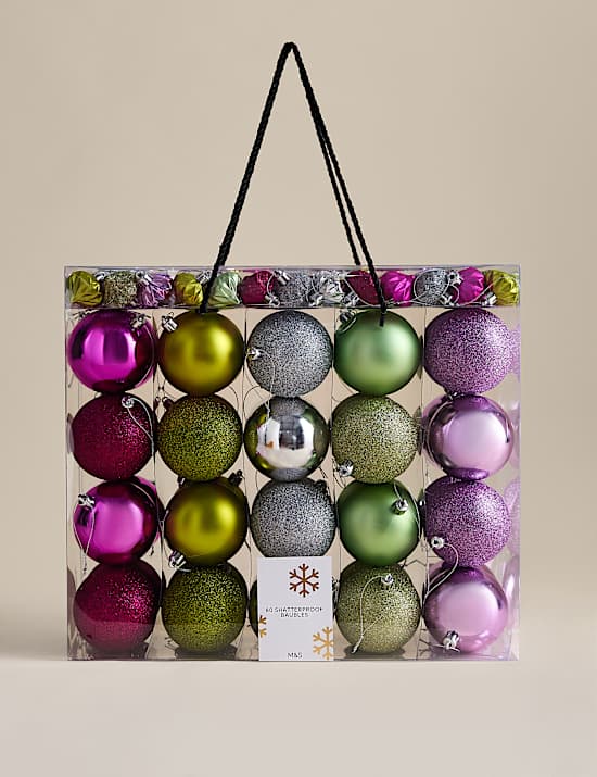 80 Pack Mix Shatterproof Baubles