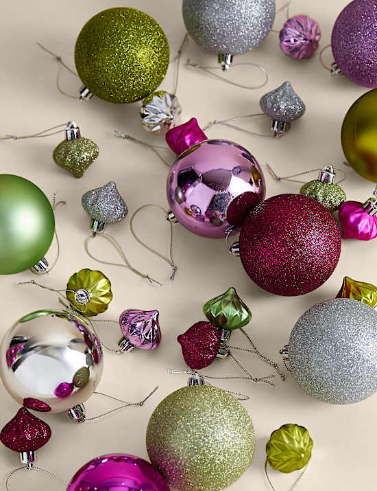80 Pack Mix Shatterproof Baubles