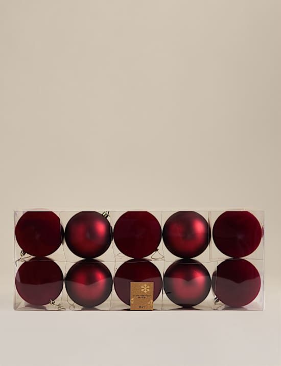 10 Pack Flocked Oversized Shatterproof Baubles