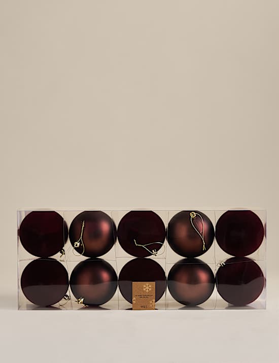 10 Pack Flocked Oversized Shatterproof Baubles