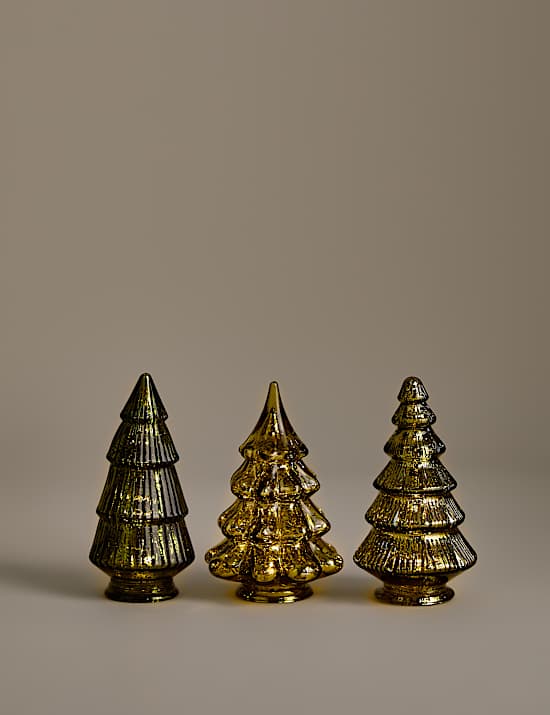 Lot de 3 d&eacute;corations lumineuses petit sapin
