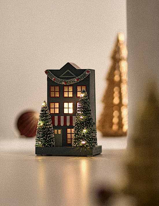 Wood Light Up House Decoration