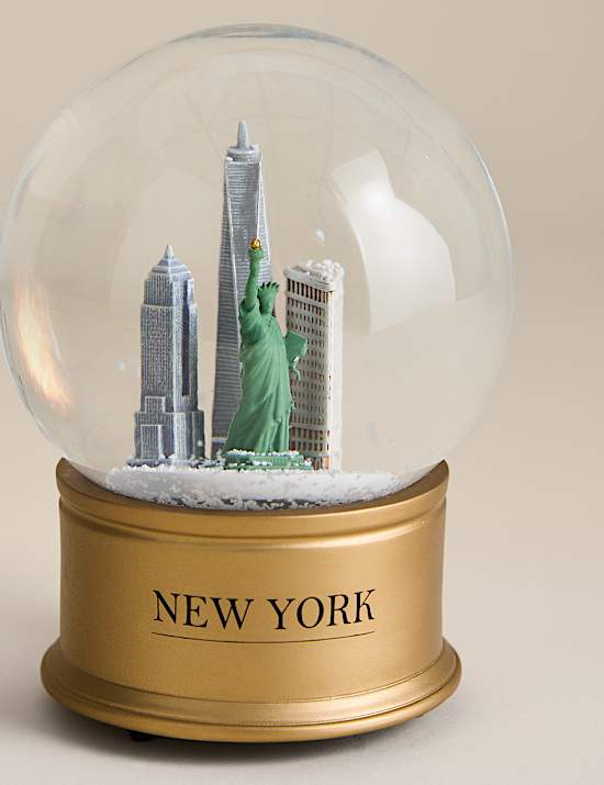 Boule &agrave; neige lumineuse avec texte &laquo; New York City &raquo;