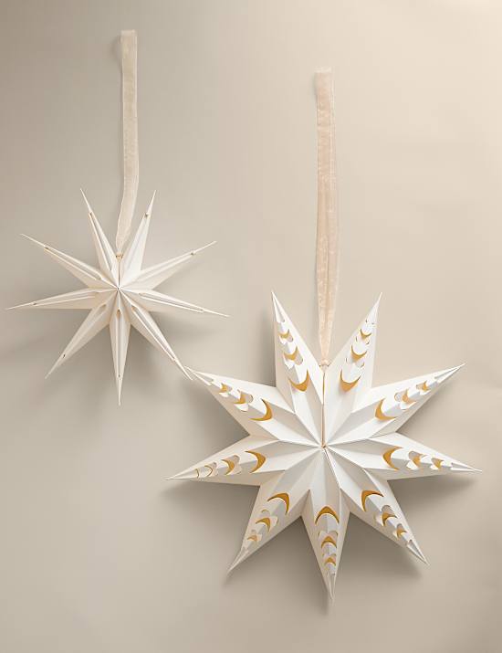 2 Pack Paper Cut-Out Hanging Star Decorations