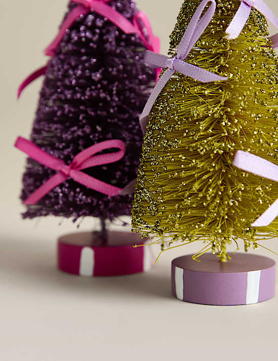 Lot de 3 d&eacute;corations multicolores pour sapin orn&eacute;es d'un noeud