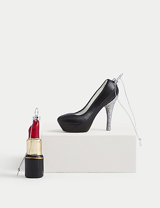 קישוט תלייה מזכוכית בצורת נעל עקב סטילטו