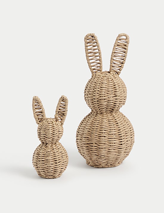 2pk Raffia Bunny Decorations