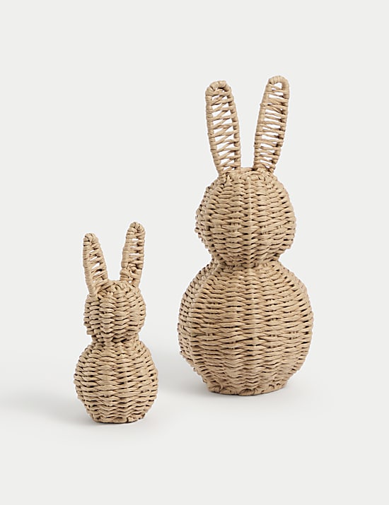 2pk Raffia Bunny Decorations