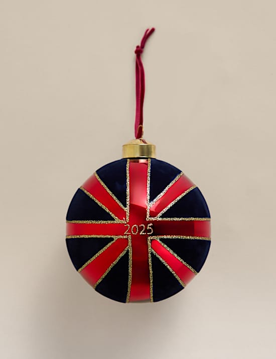 Boule en verre à suspendre avec motif drapeau britannique