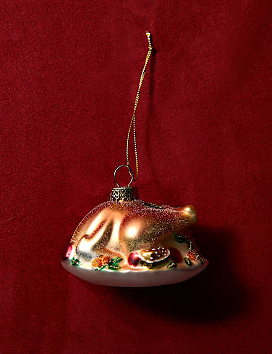 Γυάλινο κρεμαστό στολίδι ψητή γαλοπούλα