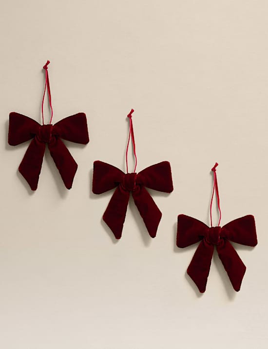 3pk Velvet Hanging Bow Decorations