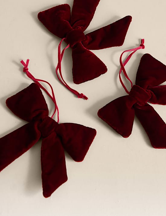 3pk Velvet Hanging Bow Decorations