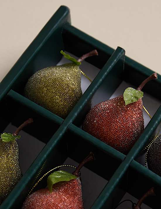 6pk Hanging Frosted Fruit Decorations