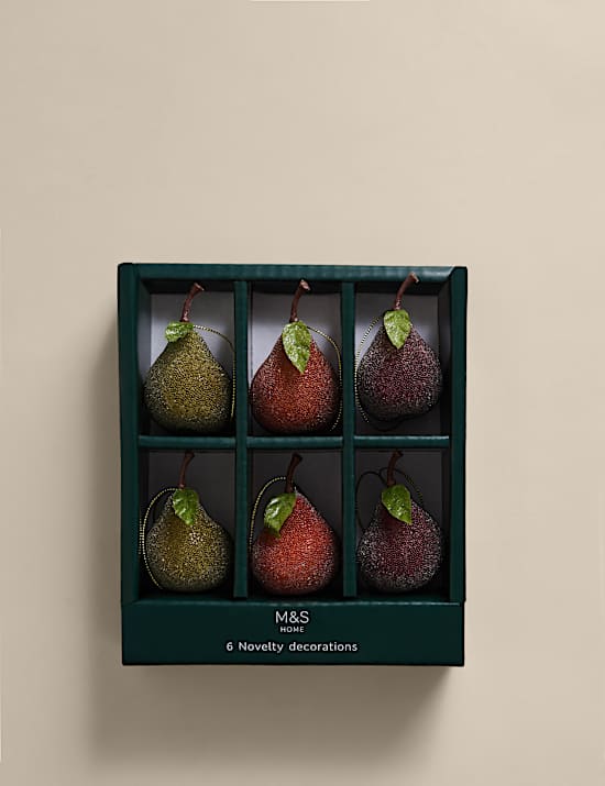 6pk Hanging Frosted Fruit Decorations