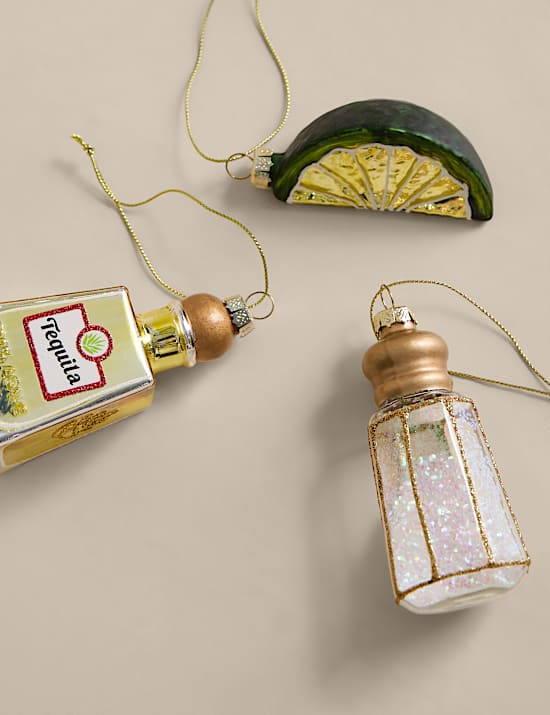 3pk Glass Hanging Tequila Decorations