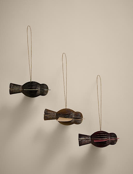 3pk Hanging Paper Bird Decorations