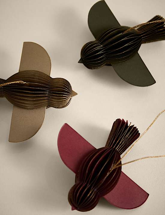 3pk Hanging Paper Bird Decorations