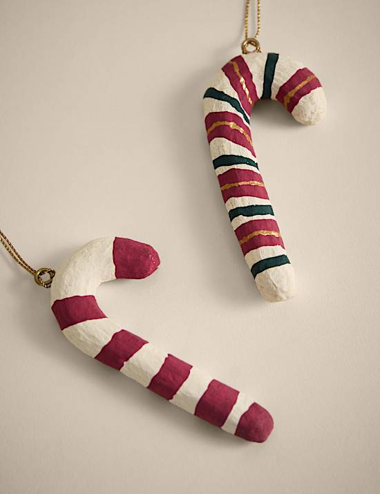 מארז 2 קישוטים לתלייה בצורת מקל סוכריה