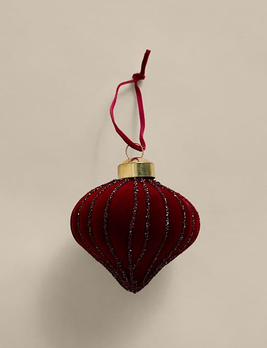 Glass Flocked Hanging Onion Decoration