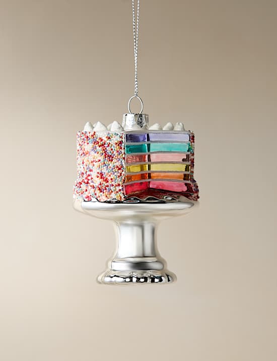 Glass Hanging Rainbow Cake Decoration