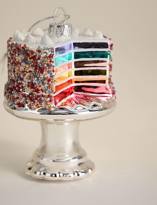 Glass Hanging Rainbow Cake Decoration