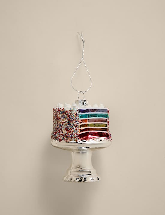 Glass Hanging Rainbow Cake Decoration