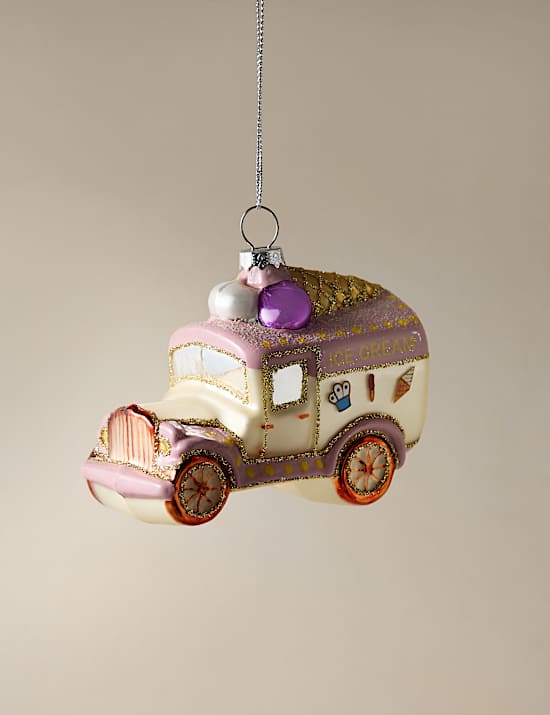 Glass Hanging Ice Cream Van Decoration