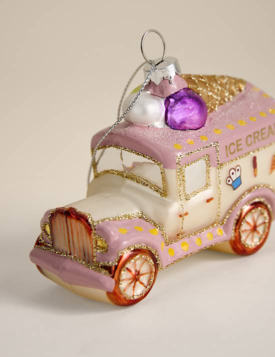 Glass Hanging Ice Cream Van Decoration