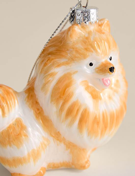 Glass Hanging Pomeranian Dog Decoration