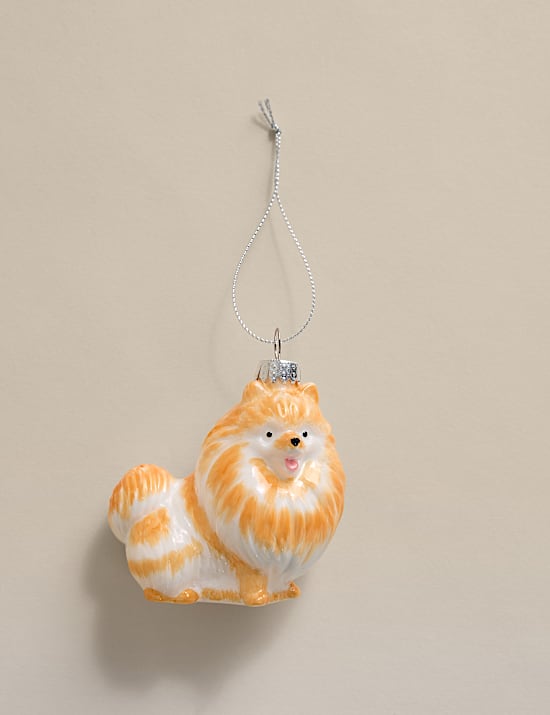 Glass Hanging Pomeranian Dog Decoration