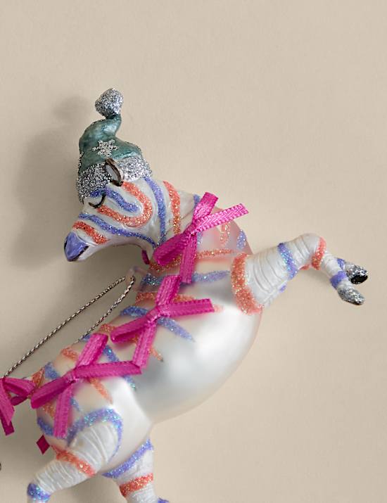 Glass Hanging Party Zebra Decoration