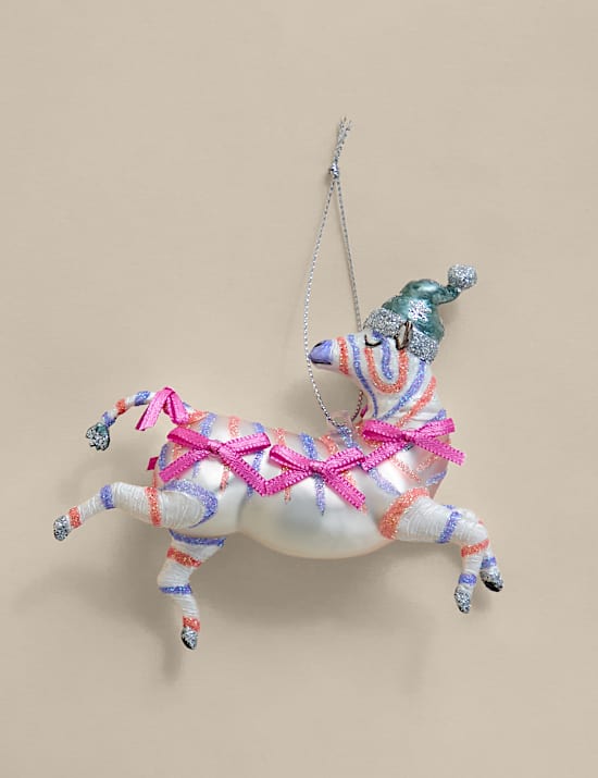 Glass Hanging Party Zebra Decoration