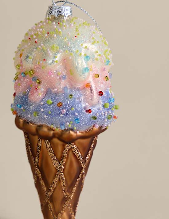Glass Hanging Ice Cream Cone Decoration