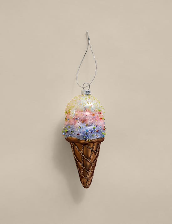 Glass Hanging Ice Cream Cone Decoration