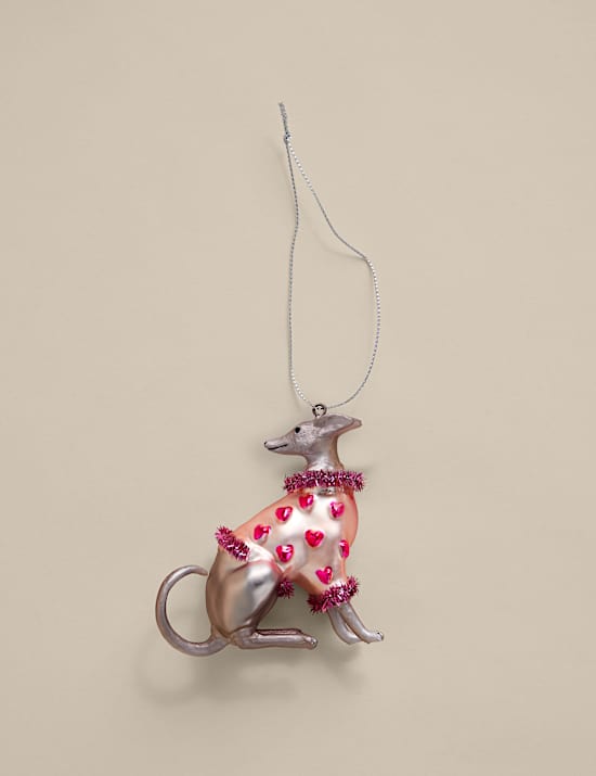 Décoration lévrier en verre à suspendre