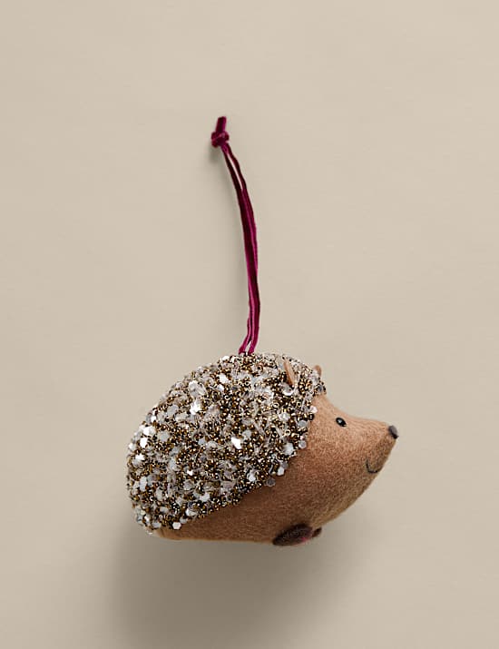 Felt Hanging Beaded Hedgehog Decoration