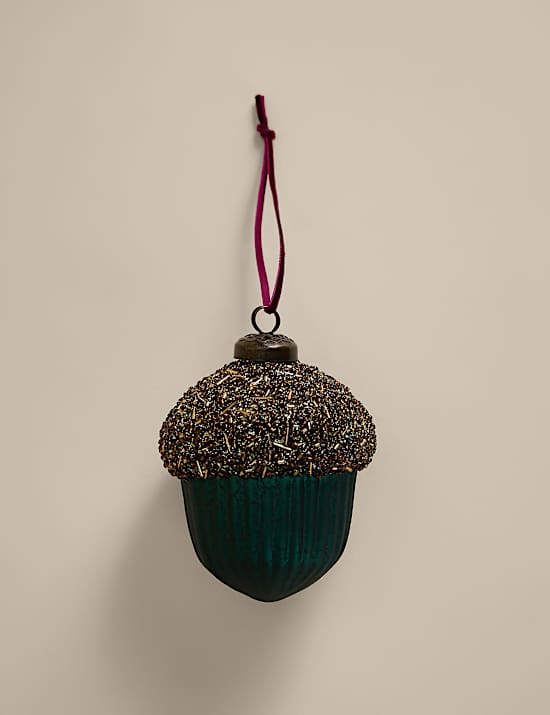 Glass Hanging Embellished Acorn Decoration