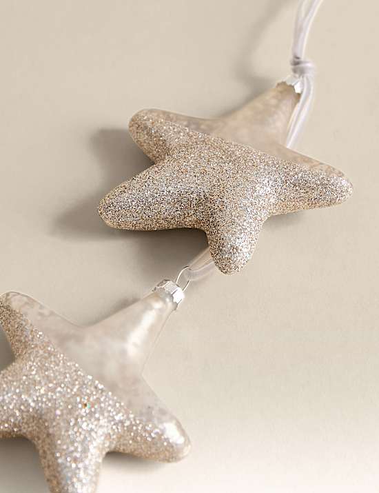 2pk Mercury Glitter Hanging Star Decorations