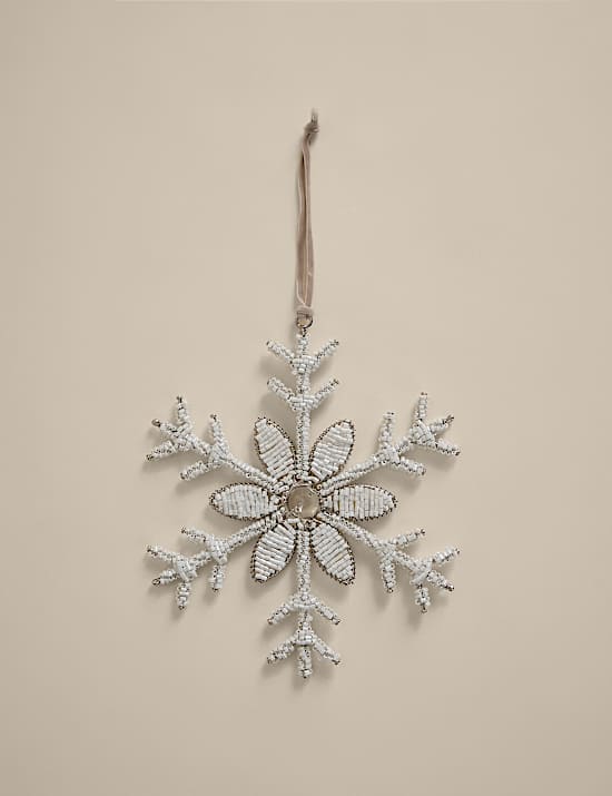 Hanging Beaded Snowflake Decoration