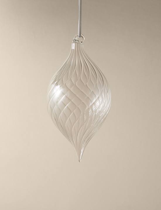 Glass Hanging Ridged Decoration