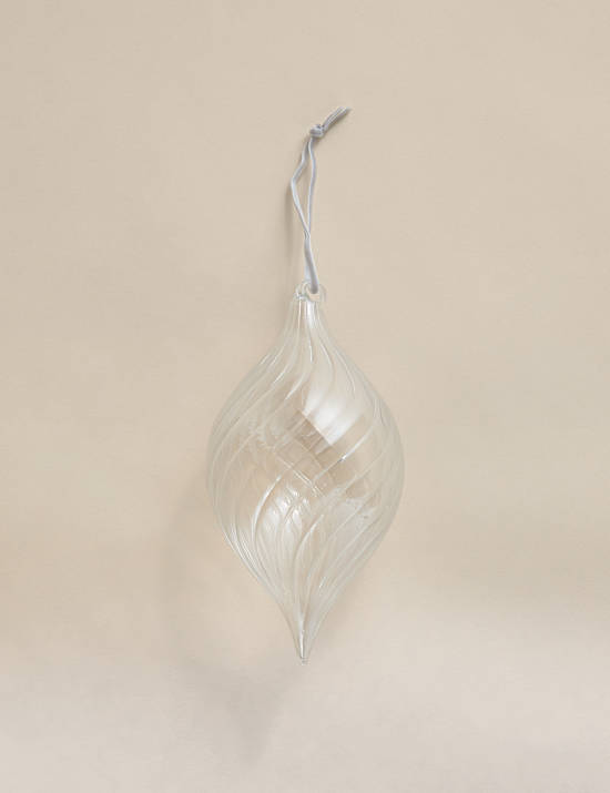 Glass Hanging Ridged Decoration