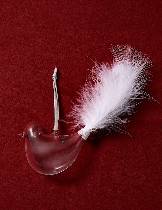 Glass Hanging Feathered Bird Decoration