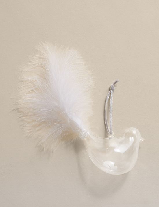 Glass Hanging Feathered Bird Decoration